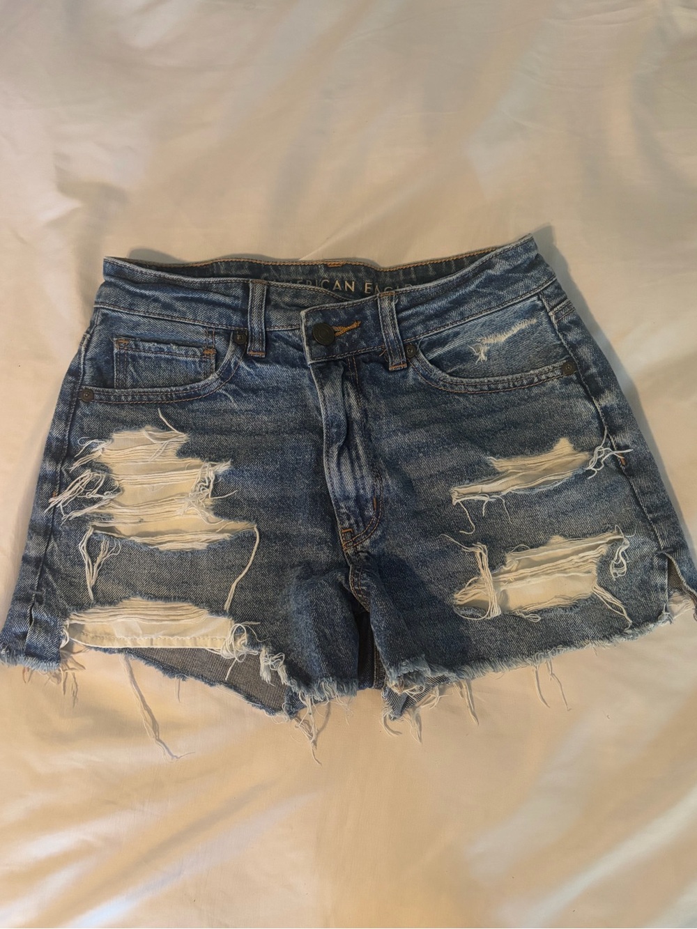 American Eagle Outfitters Distressed Blue Denim Shorts